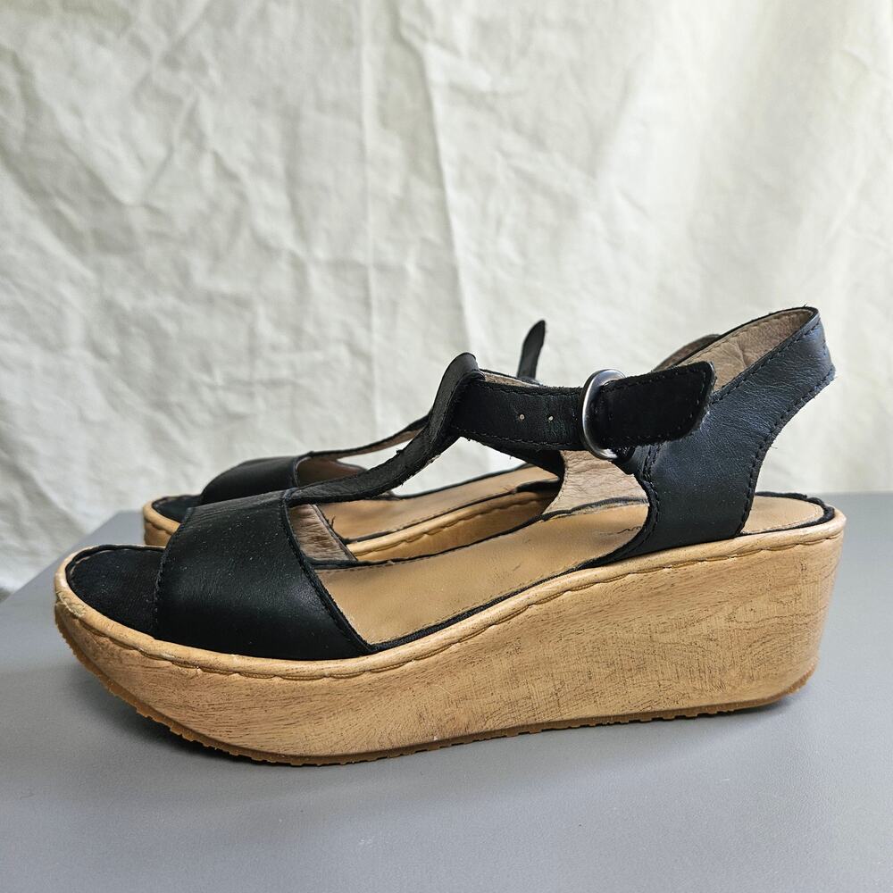 Eddie Bauer Women's Kara Wood wedge cork heel sandals 7.5